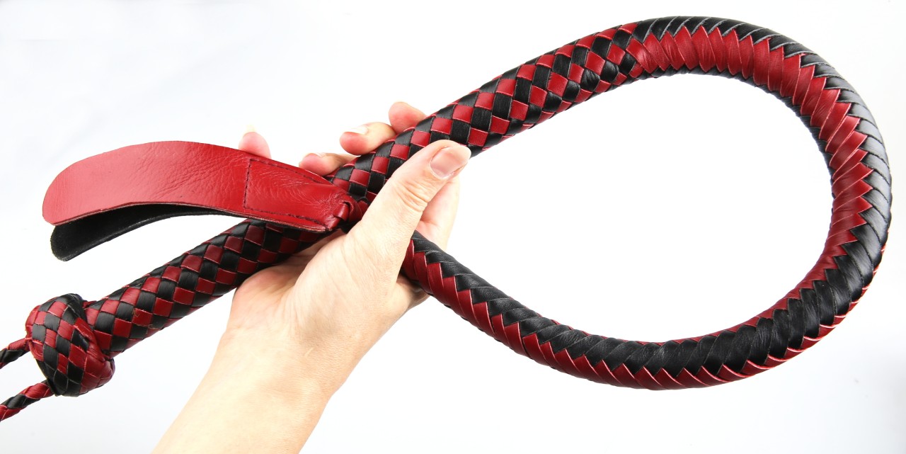 Kantschu - Single Tail Whip - mit Klatsche 90cm - rot-schwarz