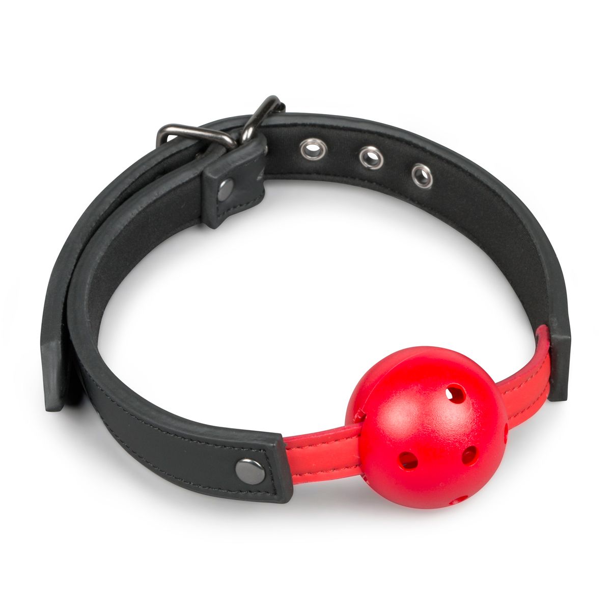 PVC-Kugelknebel mit verstellbarem Riemen – Schwarz oder Rot