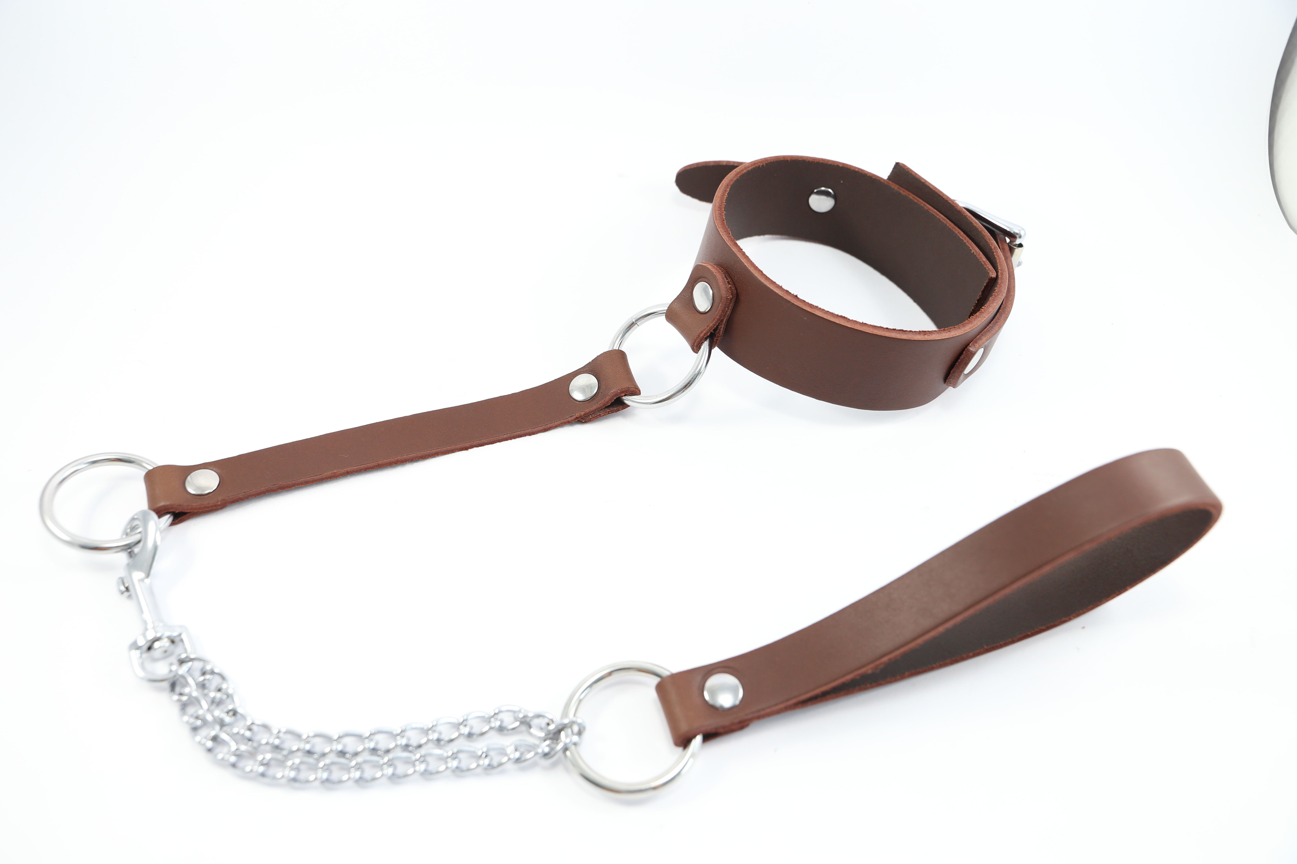 Halsband mit Kettenleine braun