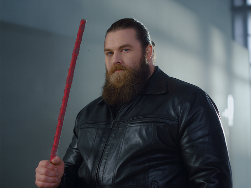 ROHRSTOCK - Extrem Rohrstock mit Griff, rot, Exklusivwicklung, Ø ca. 15mm