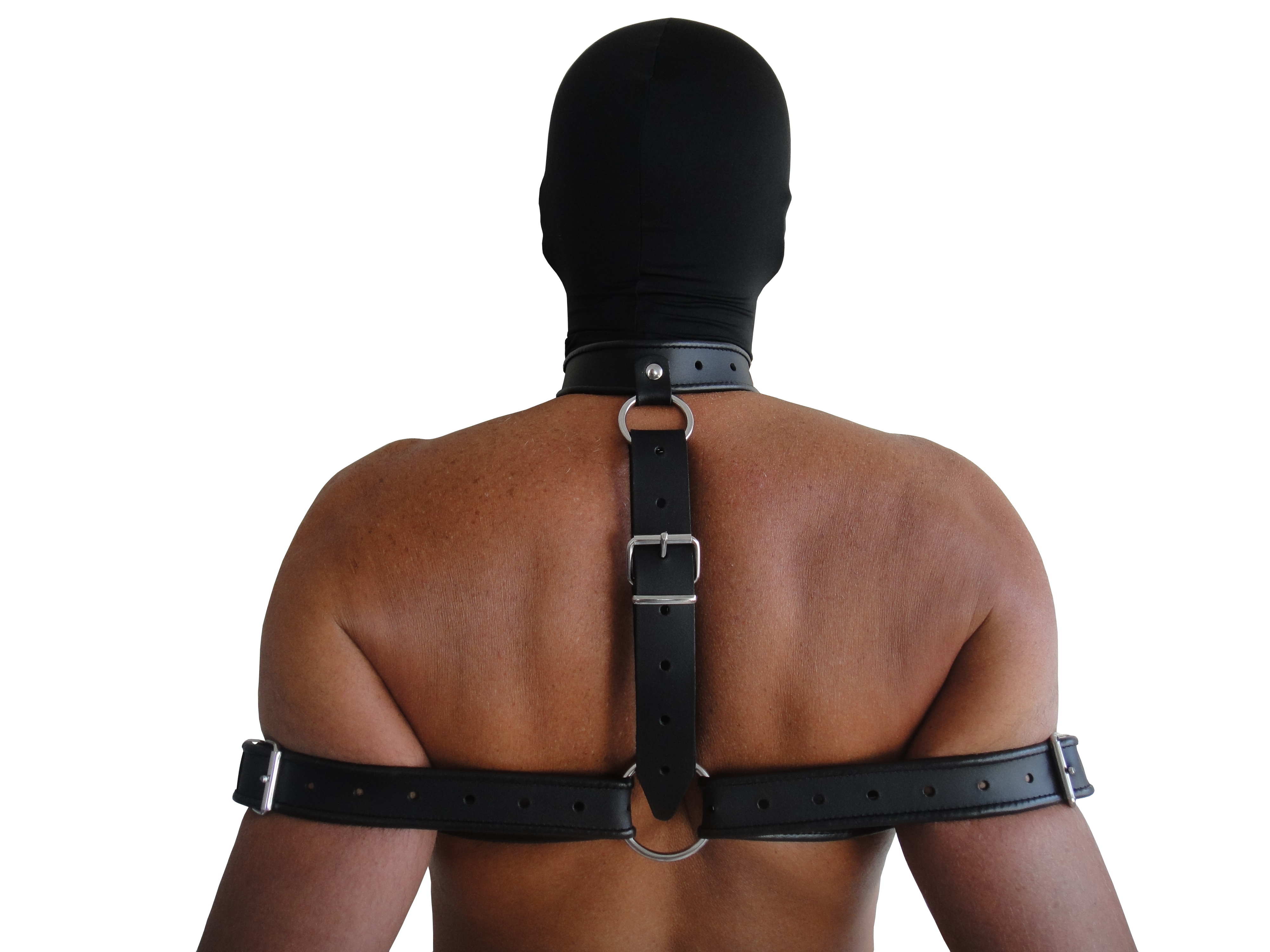 Leder Halsband mit Rückenfessel